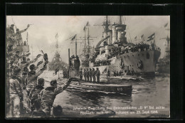 Künstler-AK Willy Stoewer: Wilhelmshaven, Jubelnde Begrüssung Des U-Bootes U 9 Bei Seiner Rückkehr 1914  - Warships