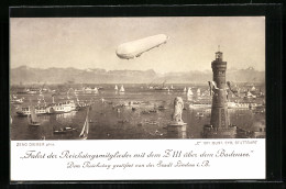 Künstler-AK Zeno Diemer: Fahrt Der Reichstagsmitglieder Mit Dem Z III über Dem Bodensee  - Zeppeline