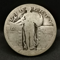 25 CENTS ARGENT STANDING LIBERTY QUARTER DOLLAR / DATE EFFACEE / USA - 1916-1930: Standing Liberty (Liberté Debout)