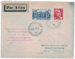 Paris Aviation - Sce Etranger - 1er Vol - Premier Service S.A.S. Paris-Oslo Direct - Lettre Pour Oslo (Norvège) - 1948 - 1927-1959 Brieven & Documenten