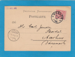 POSTKARTE AUS WEENER MIT PRIVATER NACHDRUCK "HERM. A. HESSE, BAUMSCHULEN" NACH AARHUS,DÄNEMARK,1894. - Briefe U. Dokumente