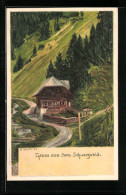 Künstler-AK Sign. H. Daue: Altes Haus Aus Dem Schwarzwald  - Engelhard, P.O. (P.O.E.)