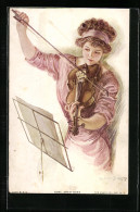 Künstler-AK F. Earl Christy: Dame Beim Geigenspiel  - Andere & Zonder Classificatie