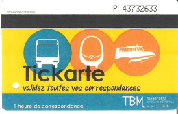 TITRE DE TRANSPORT TICKARTE TRAMWAY BORDEAUX 1 VOYAGE - Europa