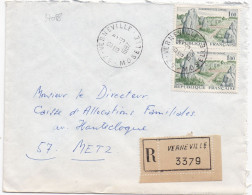 37088# LETTRE FRANCHISE PARTIELLE RECOMMANDE Obl VERNEVILLE MOSELLE 1967 Pour METZ 57 - Lettres & Documents