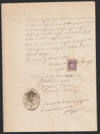 Italy. Vallata. 1882. Quietanza Di Pagamento + Bollo MUNICIPIO DI VALLATA, Con Marca Da Bollo A Tassa Fissa C.5 - Historical Documents