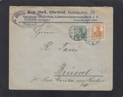 FIRMENBRIEF AUS OHRDRUF NACH BRÜSSEL,DEUTSCHER ZENSURSTEMPEL IN BRÜSSEL,1917. - Brieven En Documenten