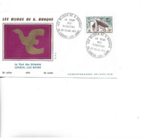 Enveloppe FDC 1972 / 70 LUXEUIL / Les Bijoux De BRAQUE, La Tour Des Echevins / Timbre Chapelle Le Corbusier RONCHAMP - 1970-1979