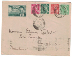 Paris - Lettre Pour Avignon - Affranchissement Tricolore Mercure + Vignette Jean Mermoz - 1939 - Posttarife