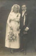 Marriage Family Social History Wedding Souvenir Real Photo Bride Veil Flowers - Nozze