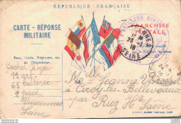 REPUBLIQUE FRANCAISE CARTE REPONSE MILITAIRE - War 1914-18