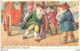 BON VOYAGE MONSIEUR DUMOLLET ILLUSTRATION CHATS HUMANISES ET HABILLES - Animaux Habillés