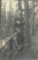 Social History Souvenir Photo Postcard Elegant Young Man Coiffure Nature - Photographie