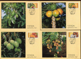 "VENDA" 1983, Mi. 82-85 "Fruechte" Auf 4 Maximumkarten (B2004) - Obst & Früchte