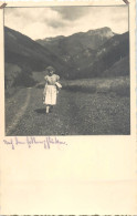 Social History Souvenir Photo Postcard Woman In Nature Mountain Scene - Photographs