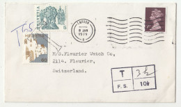 Great Britain Letter Cover Posted 1979 - Taxed Postage Due Switzerland Ordinary Stamps B240510 - Segnatasse