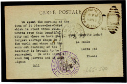 FRANCE,1919, FRANCHISE, U,S,ARMY POSTAL SERVICE  N°741, CENSURE  - WW I