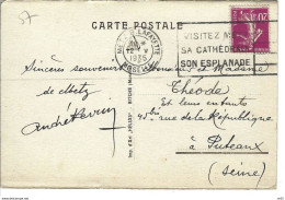 Flamme Flier Metz R.Lafayette I2.V 1935 " Visitez Metz Sa Cathédrale Son Esplanade " Timbre Semeuse 20 C - Cartas & Documentos