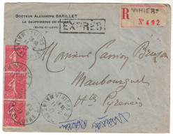 Maine Et Loire - La Dauphinerie-de-Vihiers - Lettre Recommandée Exprès Pour Maubourguet - 11 Juin 1927 - Postal Rates