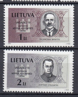 LITHUANIA 2001 Famous People MNH(**) Mi 751-752 #Lt1062 - Litauen