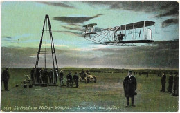 4 Cpa Aéroplane Wilbur Wright Rentrée Au Hangar, Arrivée Pylone & Blériot Et Anzani Traversée De La Manche - Other & Unclassified