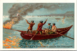 CHROMO LA PECHE AU FLAMBEAU. GOLFE DE GASCOGNE.  FORMAT 105X70 - Altri & Non Classificati