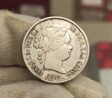 España Spain Isabel II - 40 Céntimos De Escudo 1864 Madrid Km 628.2 Plata - Otros & Sin Clasificación