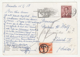 Belgium Bruxelles Postcard Posted 1958 - Taxed Postage Due Switzerland With Ordinary Stamp B240510 - Impuesto