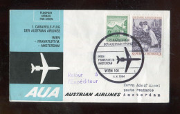 "OESTERREICH" 1964, AUA-Caravelle-Erstflugbrief "Wien-Amsterdam" (B2011) - Erst- U. Sonderflugbriefe