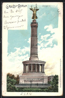 Lithographie Berlin-Tiergarten, Siegessäule Vor Blauem Himmel  - Dierentuin