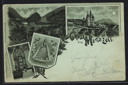 Mondschein-Lithographie Mariazell, Wallfahrtskirche, Sigmundsberg, Hochaltar  - Autres & Non Classés