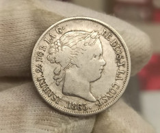 España Spain Isabel II - 40 Céntimos De Escudo 1865 Madrid Km 628.2 Plata - Otros & Sin Clasificación