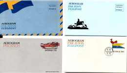 Sweden, 4 Aerogrammes - Enteros Postales