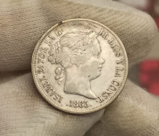 España Spain Isabel II - 40 Céntimos De Escudo 1865 Madrid Km 628.2 Plata - Andere & Zonder Classificatie