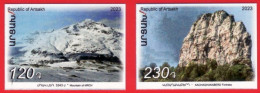 Mountain Karabakh Armenia Artsakh 2023 Landscapes Mountains And Fortress Set Of 2 Stamps MNH - Armenië