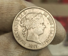 España Spain Isabel II - 40 Céntimos De Escudo 1865 Sevilla Km 628.3 Plata - Other & Unclassified