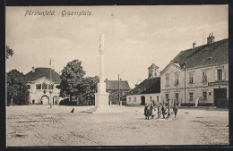 AK Fürstenfeld, Grazerplatz Mit Puntigamer Bier-Depot Hotel Und Denkmal  - Altri & Non Classificati