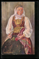 AK Frau In Siebenbürger Volkstracht Mit Rose  - Costumes