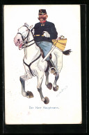 Künstler-AK Fritz Schönpflug: Hauptmann Mit Schnurrbart Zu Pferde  - Schönpflug, Fritz