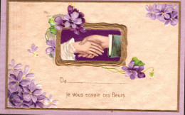 De ......je Vous Envoie Ces Fleurs (violettes En Relief) - Fleurs