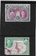 NYASALAND 1945 5s, 10s SG 155/156 FINE USED Cat £37 - Nyasaland (1907-1953)