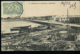 Le Boulevard De La République à Djibouti 1912 Cachet Paquebot Yokoama à Marseille - Dschibuti