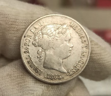 España Spain Isabel II - 40 Céntimos De Escudo 1865 Madrid Km 628.2 Plata - Andere & Zonder Classificatie