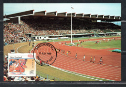 NEW ZEALAND NUOVA ZELANDA 1988 SUMMER OLYMPIC GAMES SEOUL OLYMPICS RUNNING 60 + 3c MAXI MAXIMUM CARD CARTE - FDC