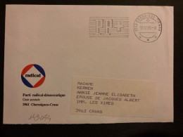 LETTRE PARTI RADICAL DEMOCRATIQUE (PORT PAYE) OBL.MEC.19-12 85 CRANS SUR SIERRE + PP - Postmark Collection