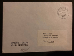 LETTRE BRIDGE CRANS CLUB (PORT PAYE) OBL.3-9 85 MONTANA VERMALA PP - Postmark Collection