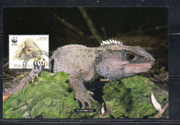 NEW ZEALAND NUOVA ZELANDA 1991 REPTILES FAUNA TUARTARA 40c MAXI MAXIMUM CARD CARTE - FDC