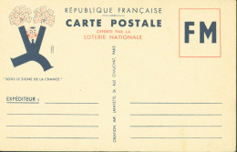 CP FM Carte Franchise Militaire Offerte Loterie Nationale Sous Le Signe De La Chance Creation Imp Lafayette Paris - War 1939-45