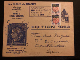 LETTRE LES BLEUS DE FRANCE EDITION 1963 TP AMIENS 0,05 Paire OBL.15-3 1963 PROVINS (77) - 1961-....