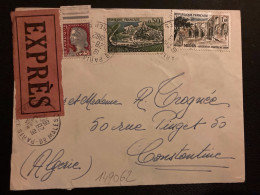 LETTRE EXPRES Pour ALGERIE TP MEDEA 1,00+ COGNAC 0,50+ M DE DECARIS 0,25 OBL.28-3 1962 PARIS 37+ HOROPLAN PARIS GARE PLM - 1961-....